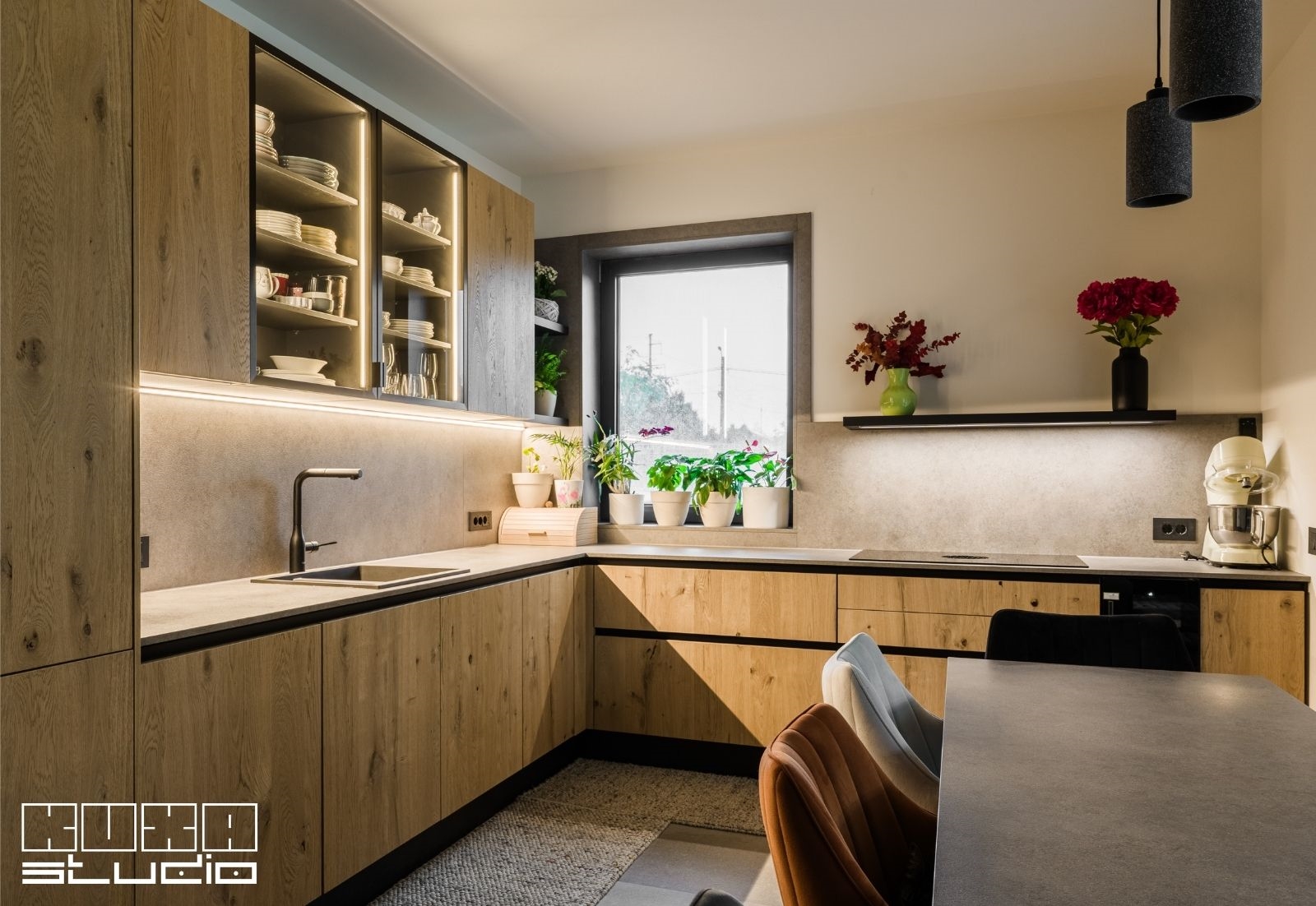 proiect mobila de bucătărie modernă in L