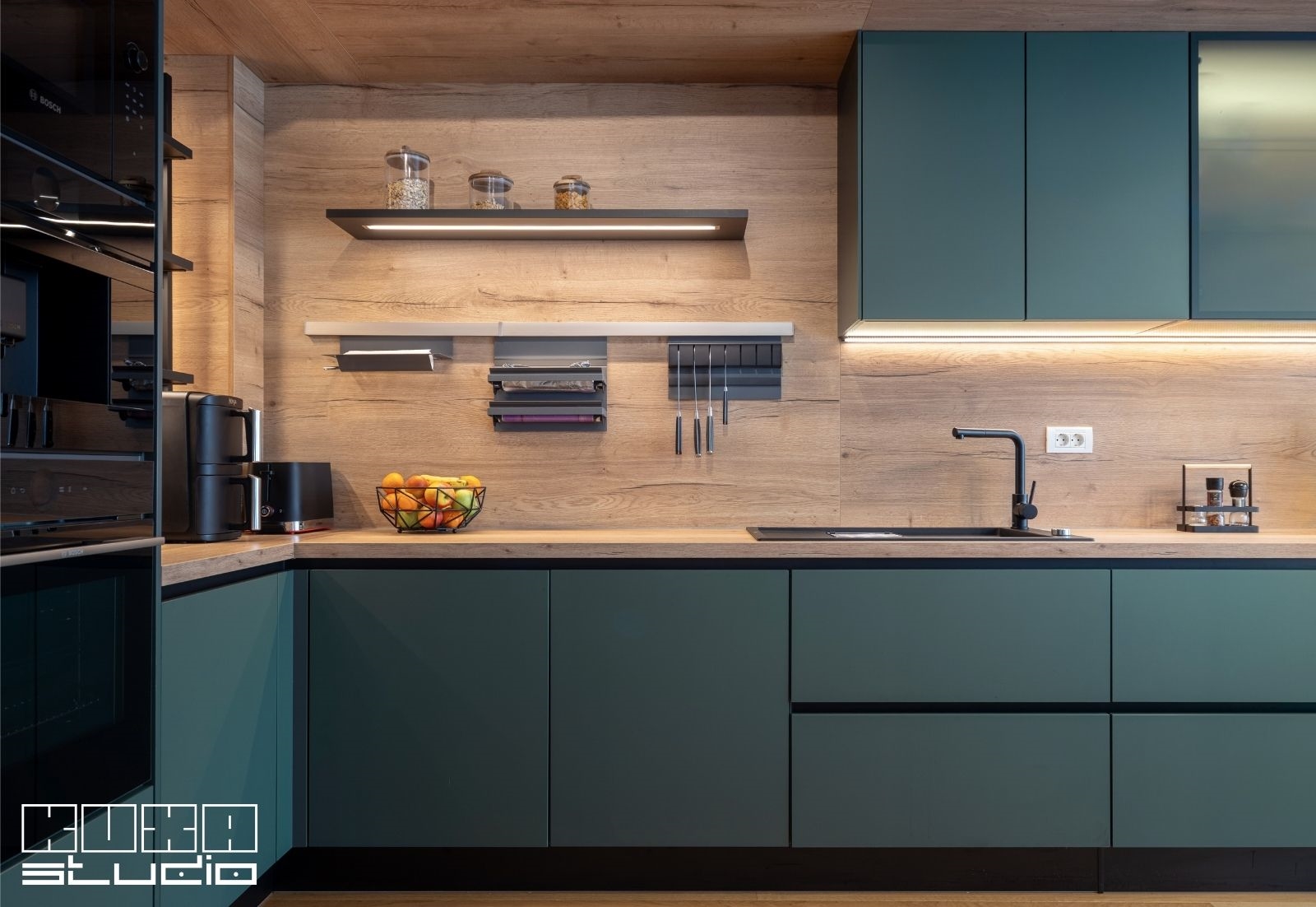 bucatarie verde mat in L