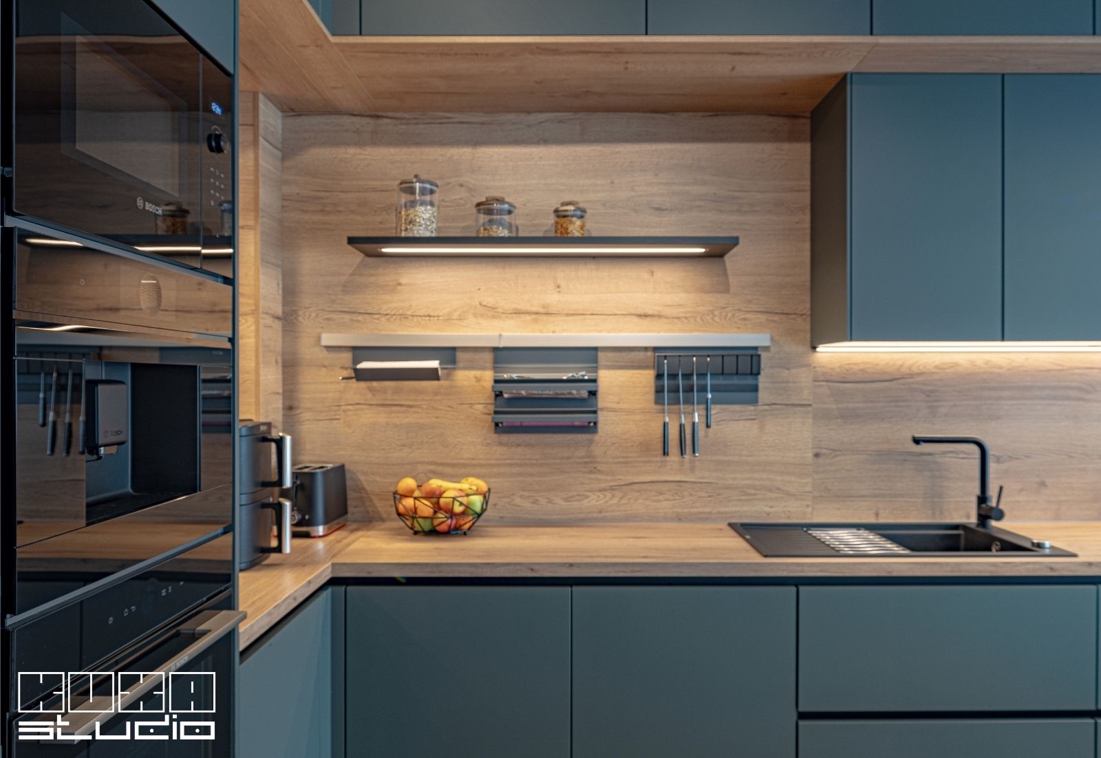 mobilier de bucatarie in L verde